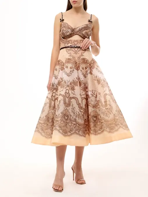 Платье из шелка и льна ZIMMERMANN