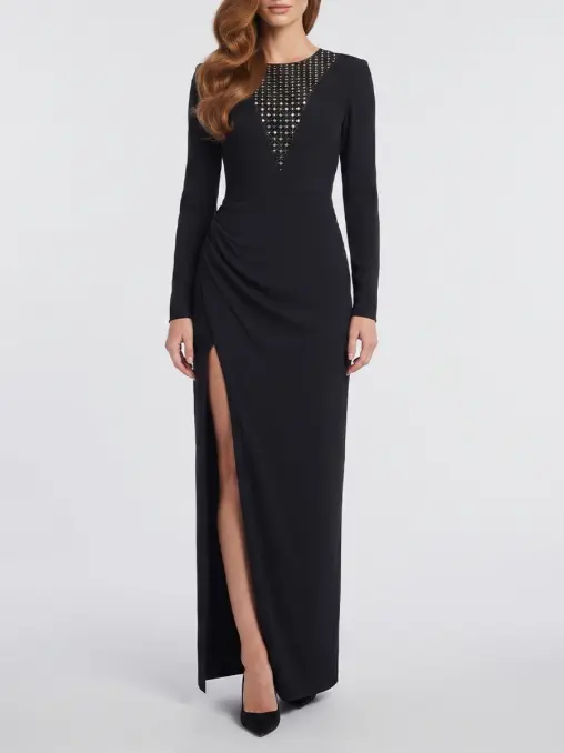 Платье из крепа с отделкой стразами SPERANZA COUTURE