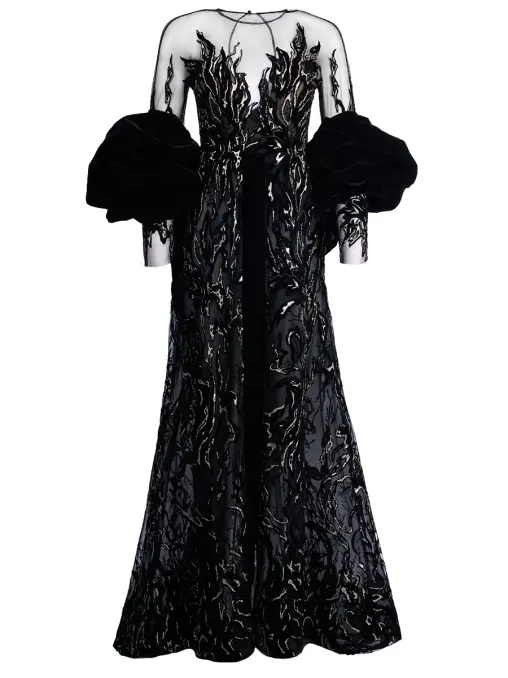 Платье из кружева с бархатной накидкой SPERANZA COUTURE