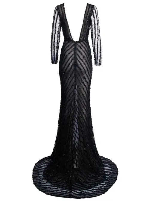 Платье расшитое с меховым воротником SPERANZA COUTURE