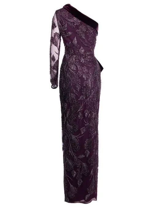 Платье на одно плечо с бархатной отделкой SPERANZA COUTURE