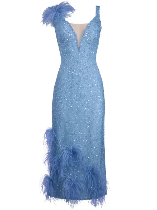 Платье коктейльное с перьями SPERANZA COUTURE