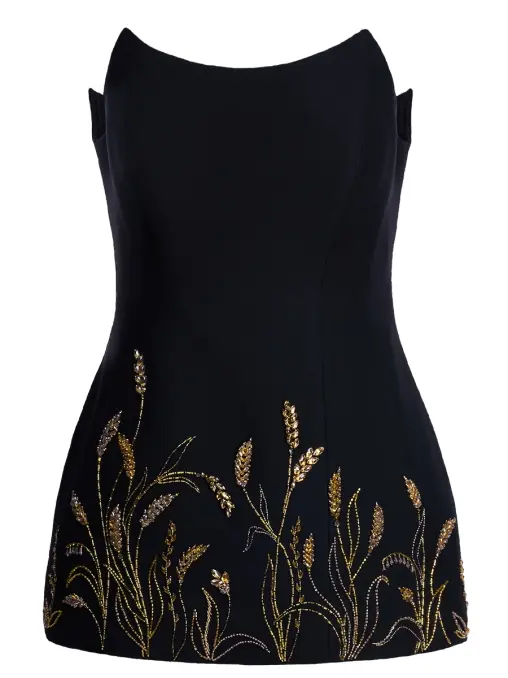 Платье-корсет из шерсти и шелка с вышивкой ручной работы SPERANZA COUTURE