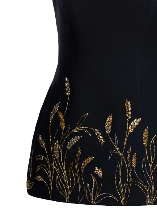 Платье-корсет из шерсти и шелка с вышивкой ручной работы SPERANZA COUTURE