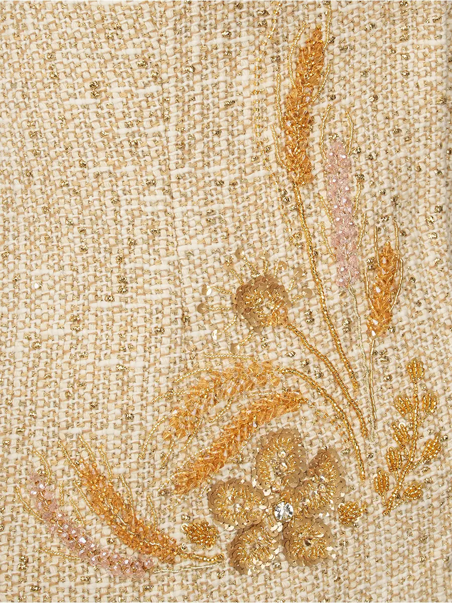 Жакет твидовый с вышивкой ручной работы