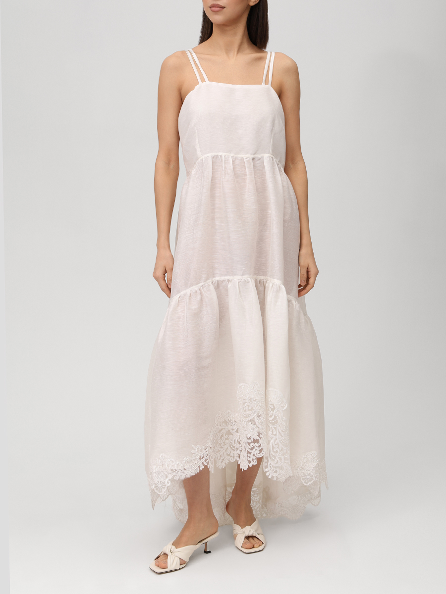 Платье из шелка и льна