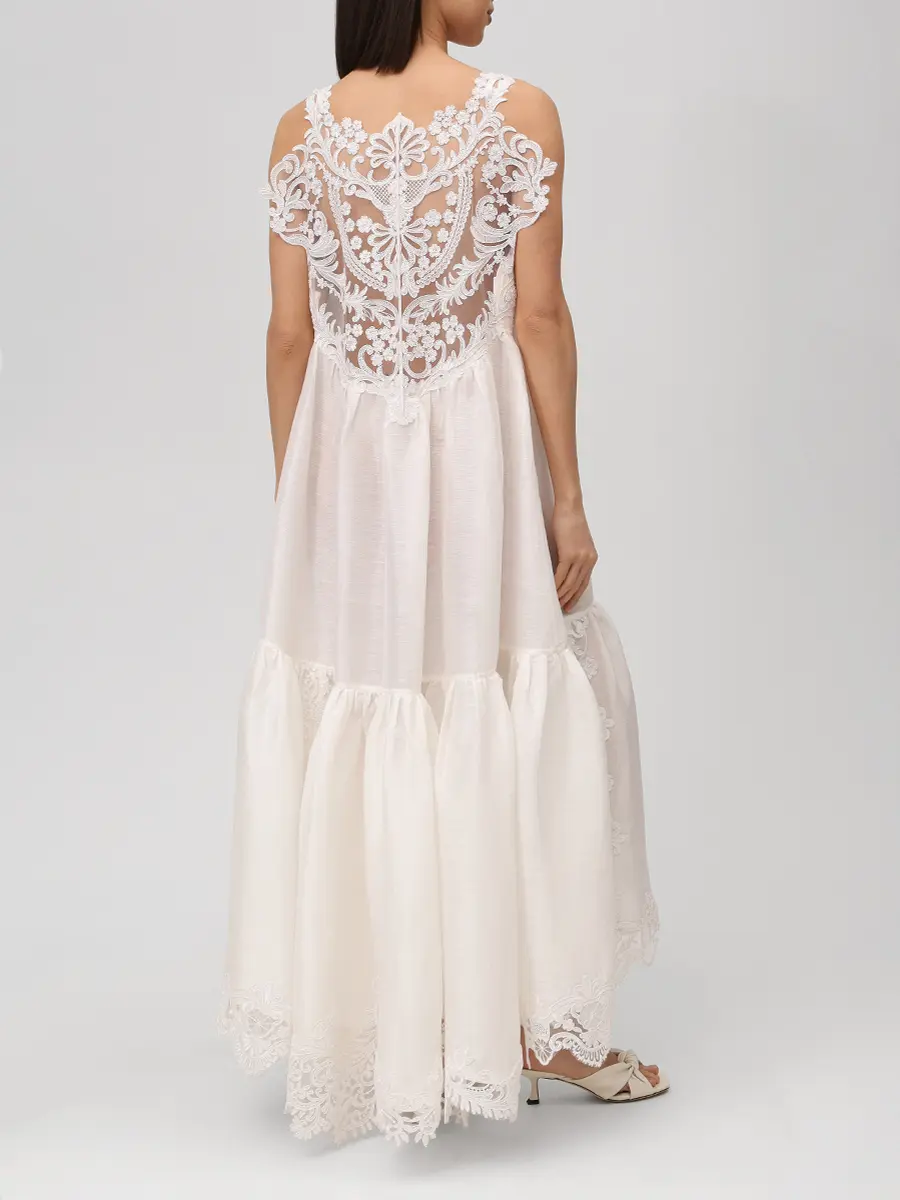 Платье из шелка и льна