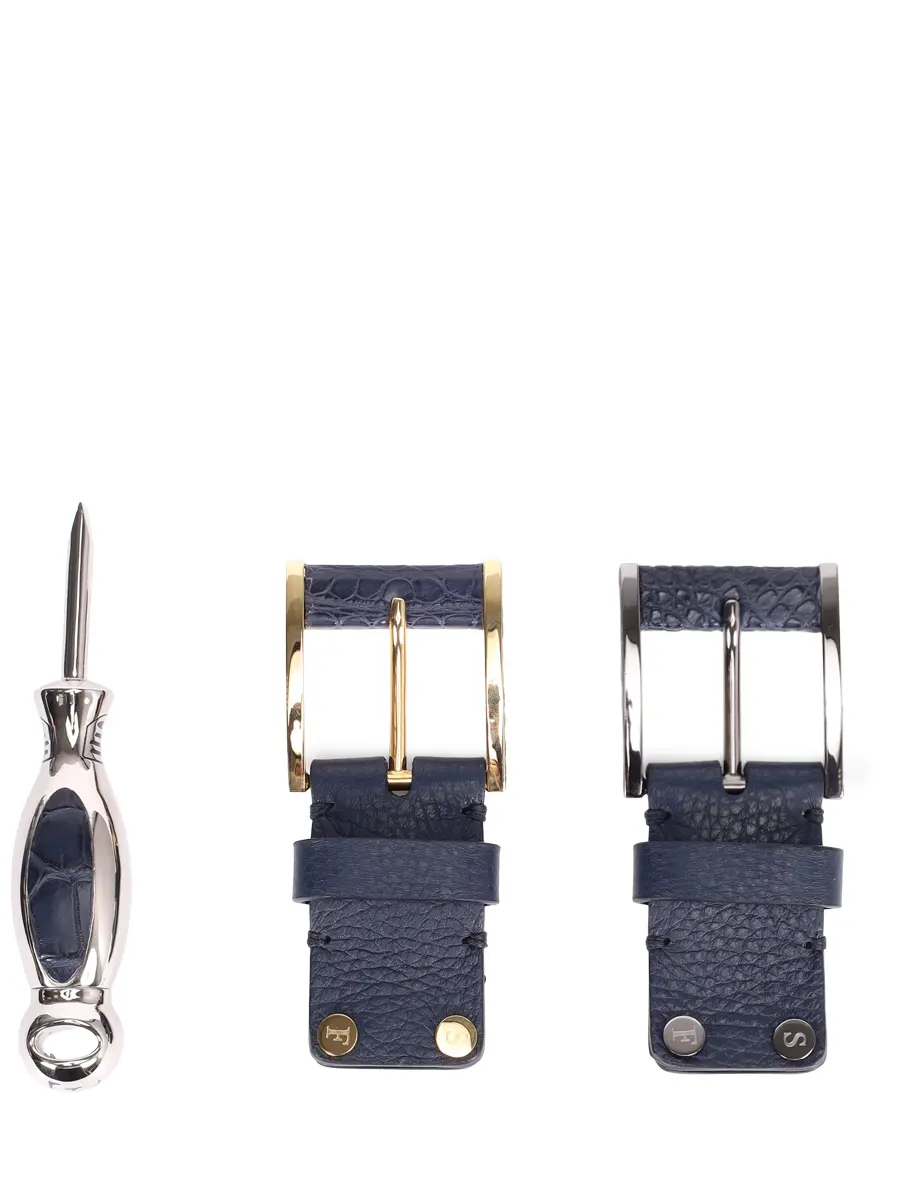 Ремень кожаный со сменными пряжками