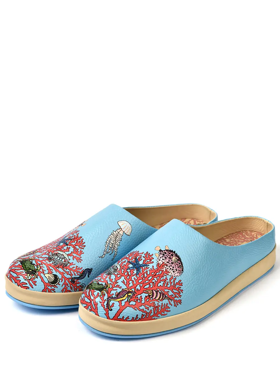 Тапочки Морские кожаные