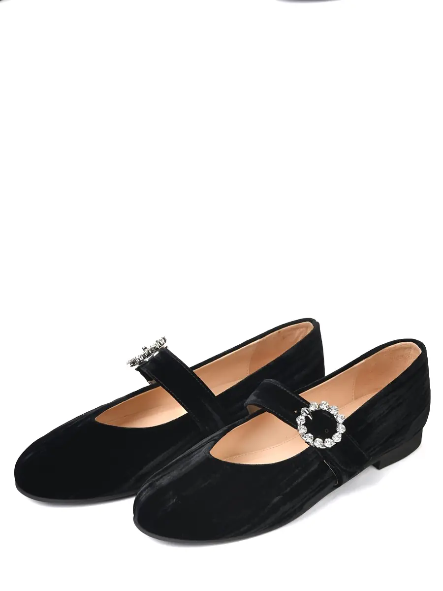 Балетки Мэри Джейн бархатные