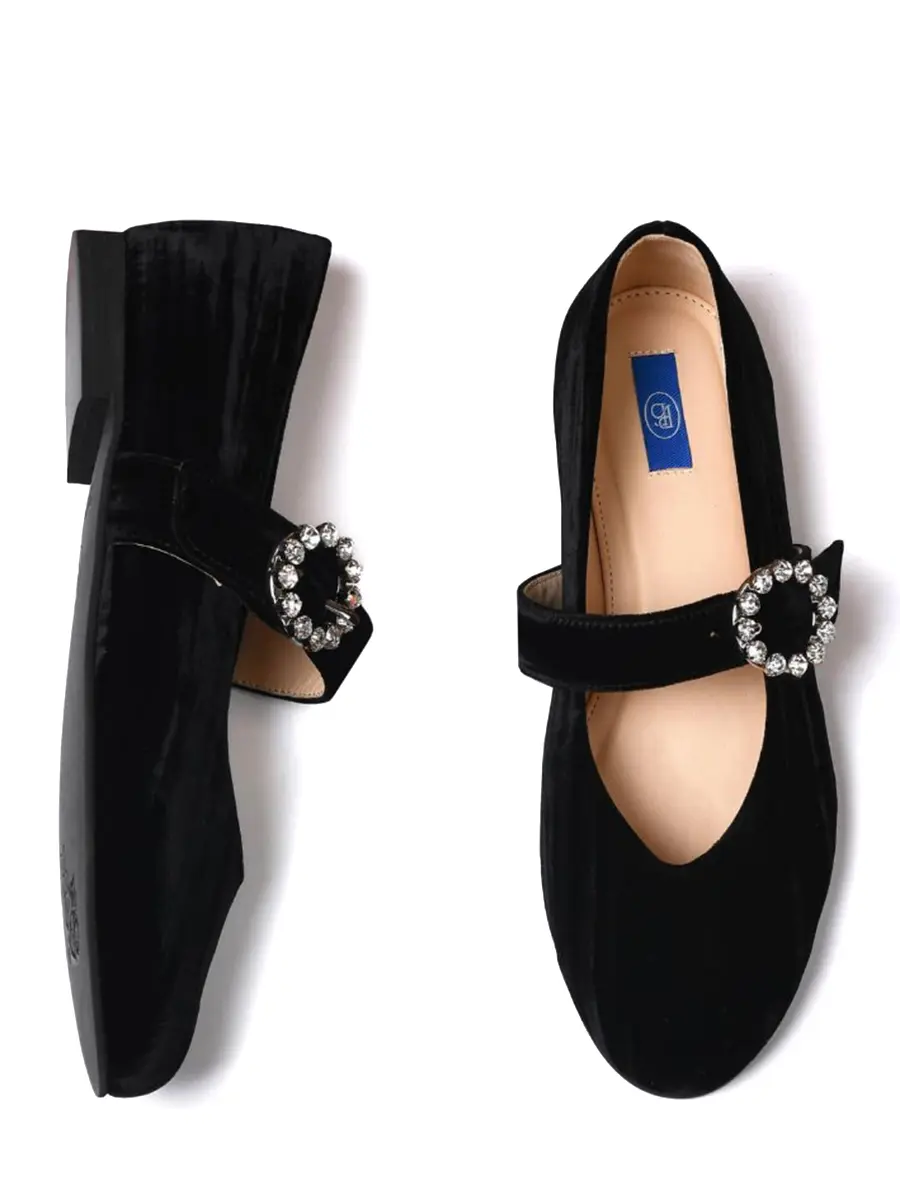 Балетки Мэри Джейн бархатные