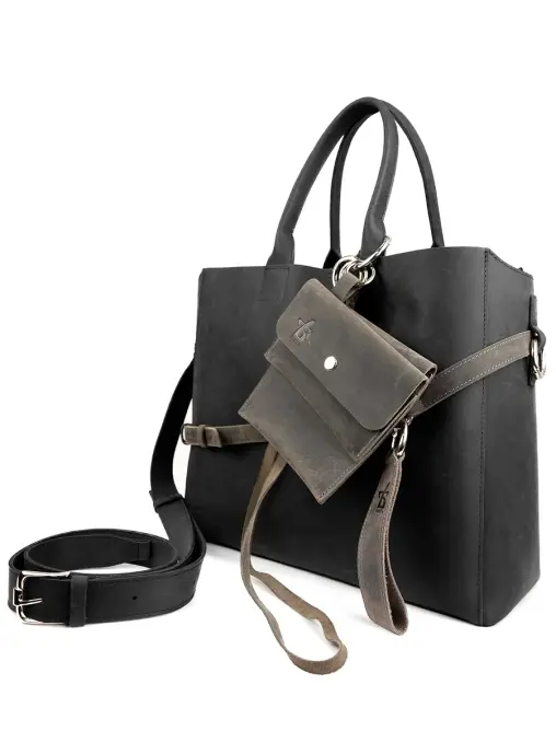 Сумка-тоут L дарк-графит кожаная ЗНАТЬ