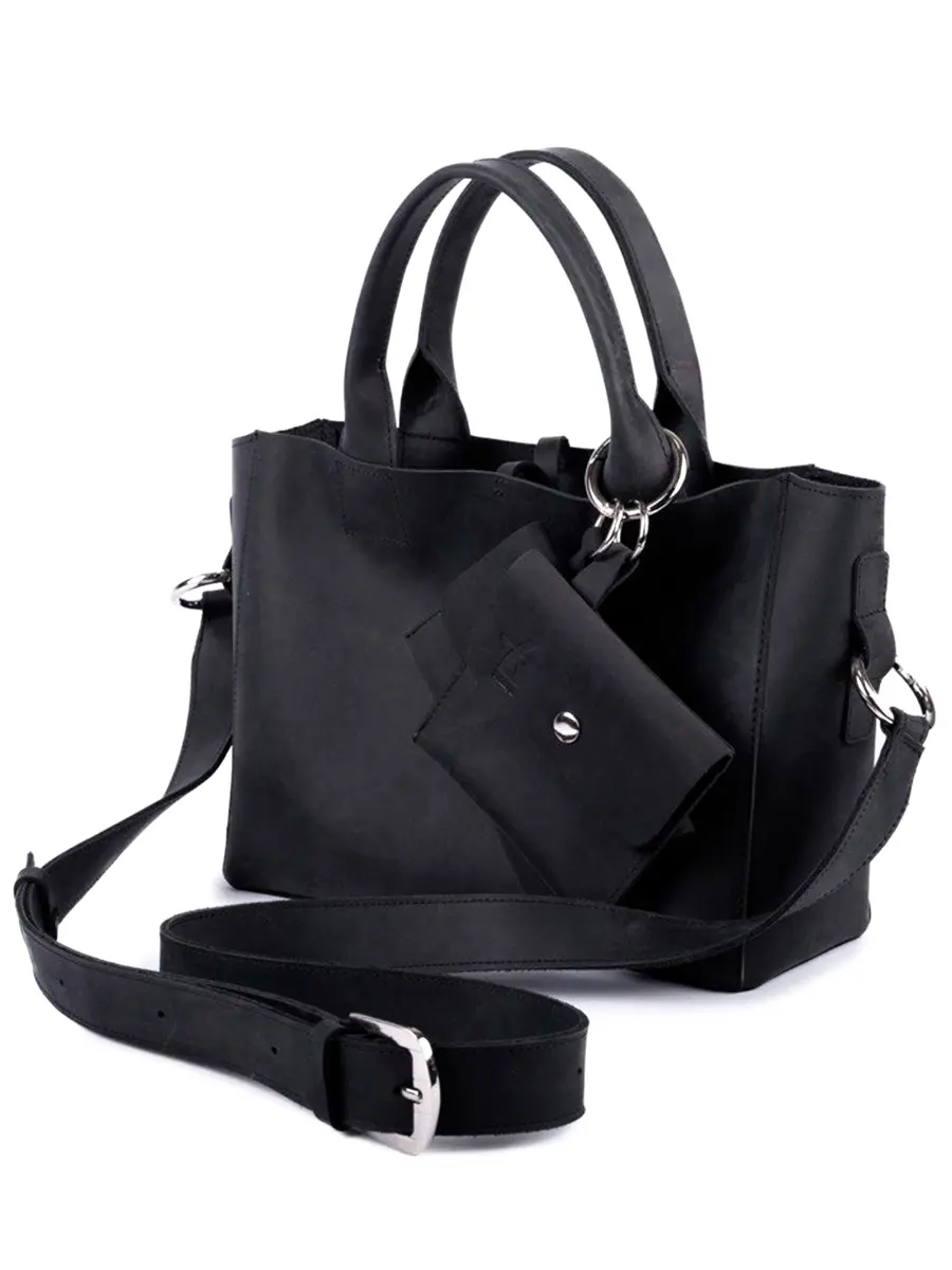 Сумка-тоут L mini дарк кожаная