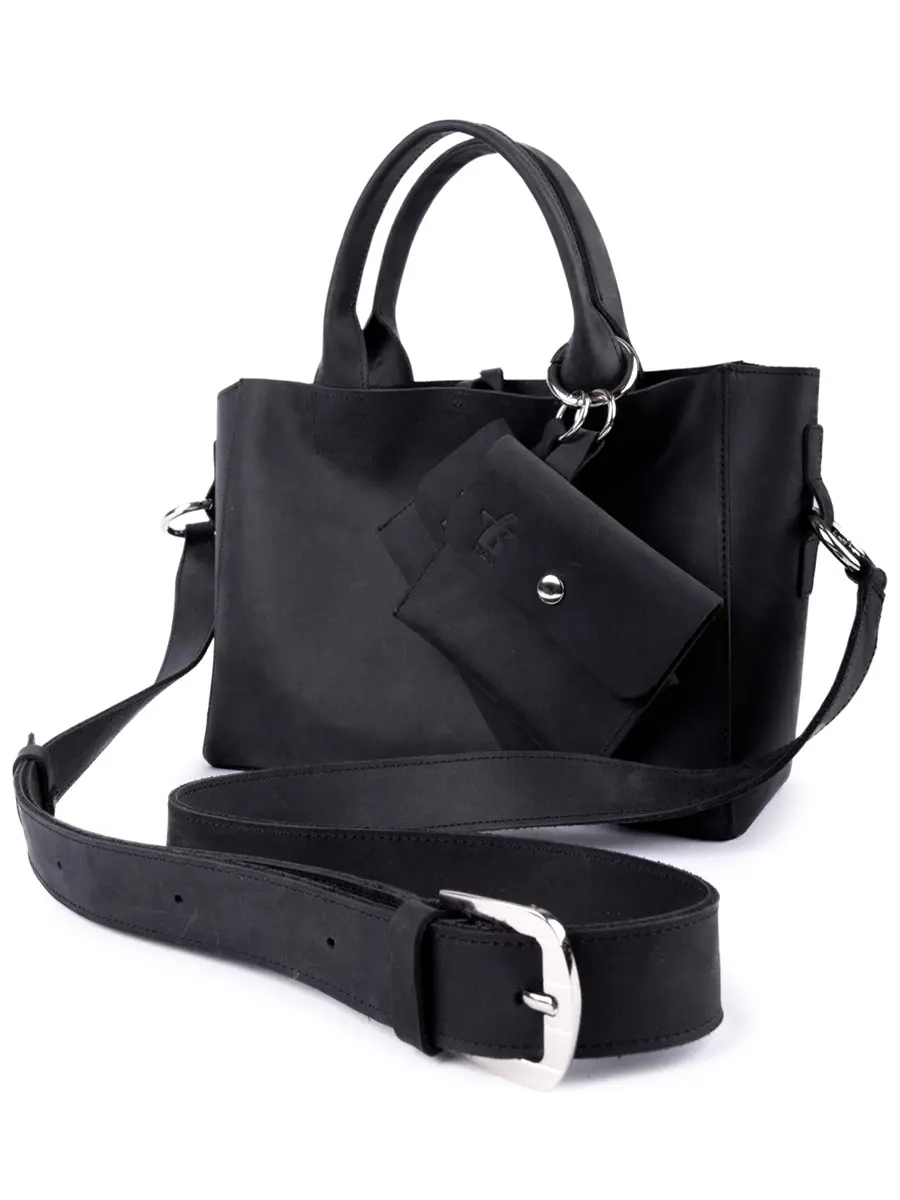 Сумка-тоут L mini дарк кожаная