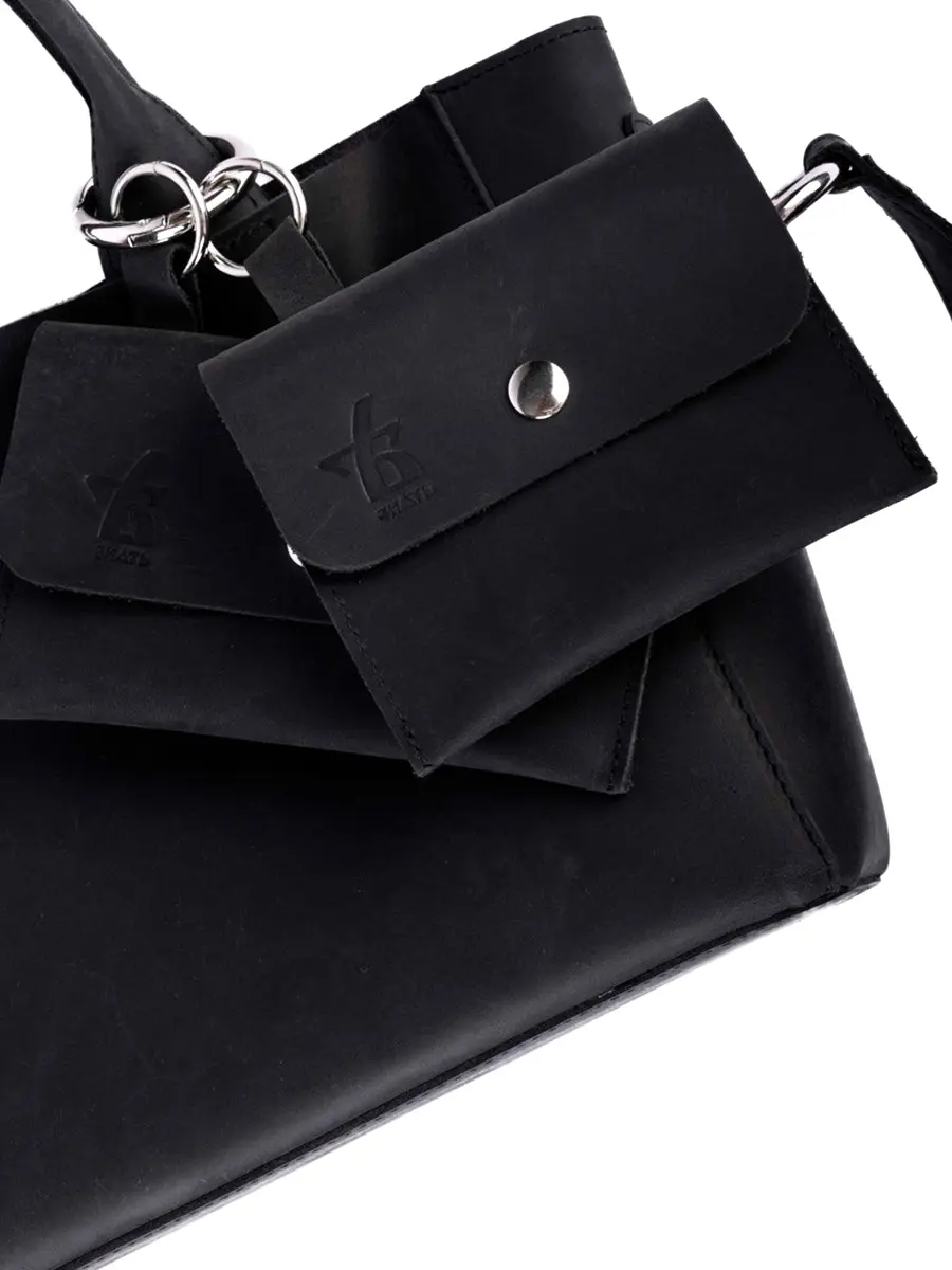 Сумка-тоут L mini дарк кожаная