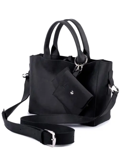 Сумка-тоут L mini дарк кожаная ЗНАТЬ