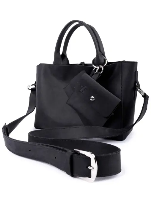 Сумка-тоут L mini дарк кожаная ЗНАТЬ