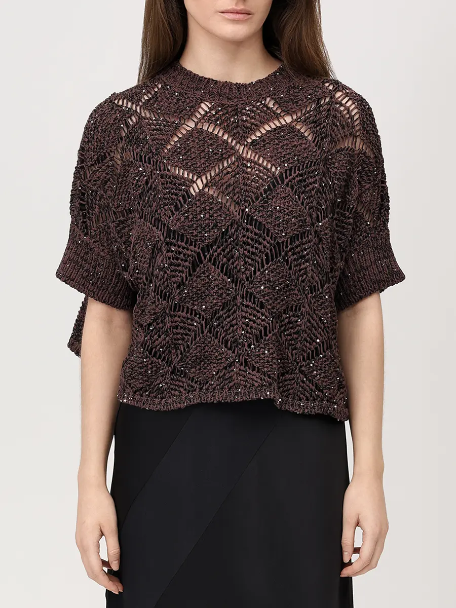 Джемпер хлопковый с пайетками