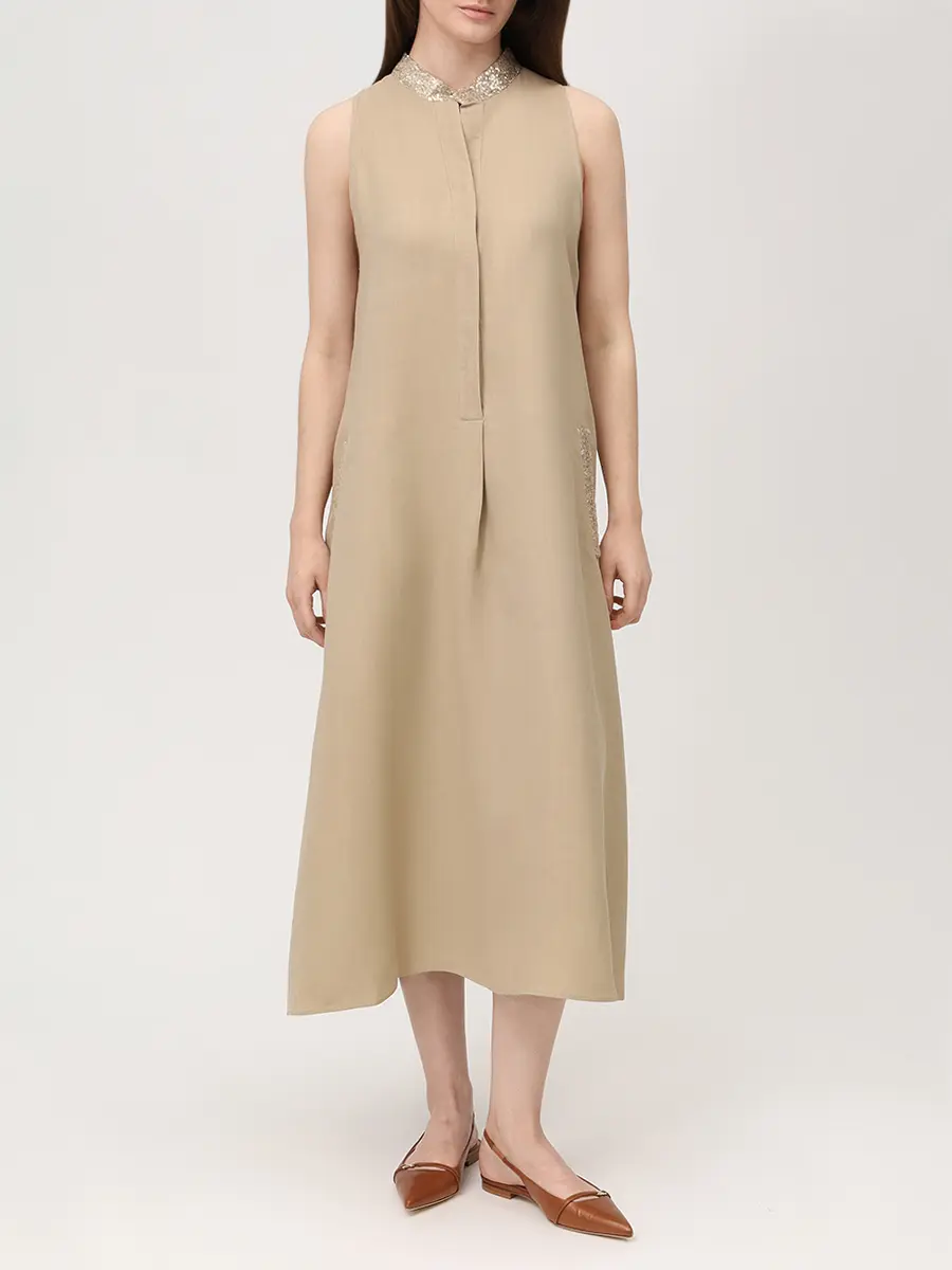 Платье из вискозы и льна