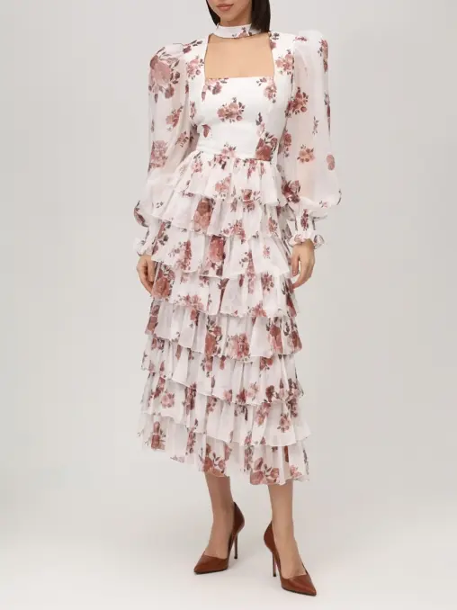 Платье шелковое ROSES AND LACE