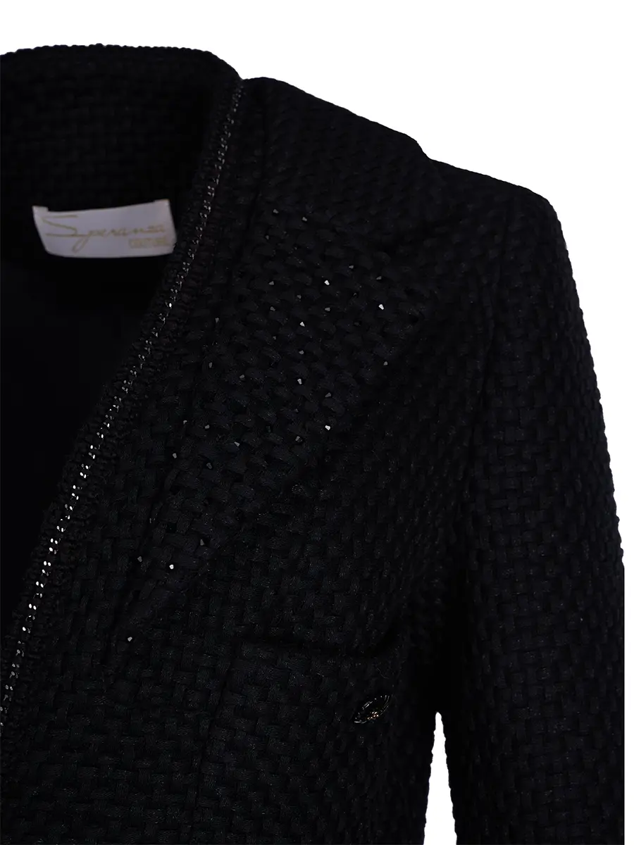 Жакет твидовый с ручной отделкой бисером и декоративной тесьмой