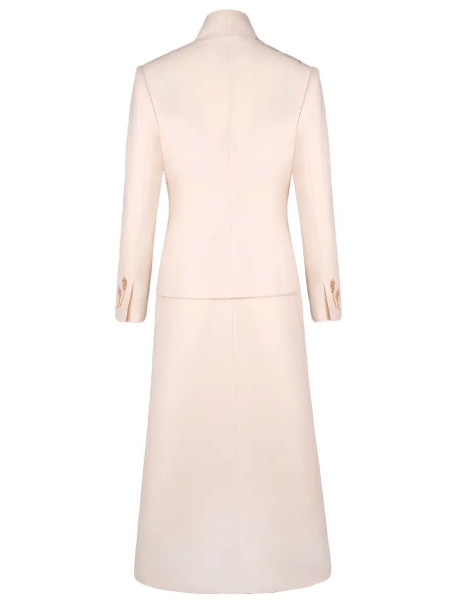 Костюм из шелка и шерсти с вышивкой ручной работы