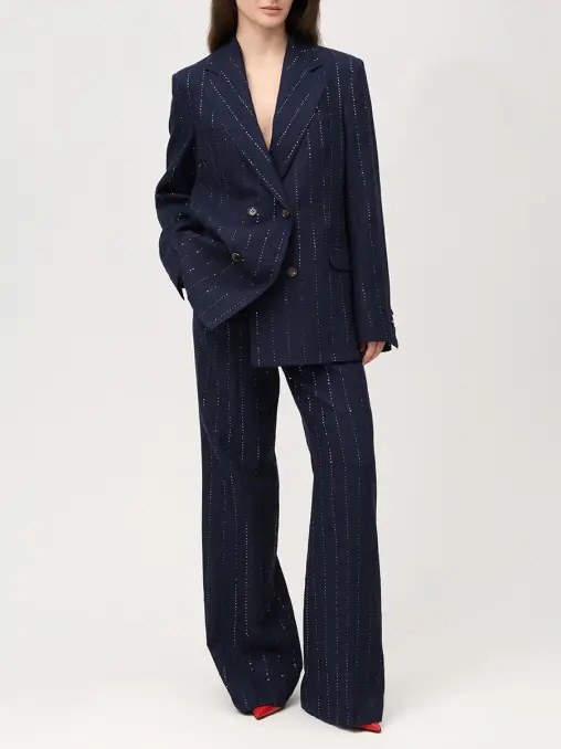 Брюки изо льна и шерсти KITON