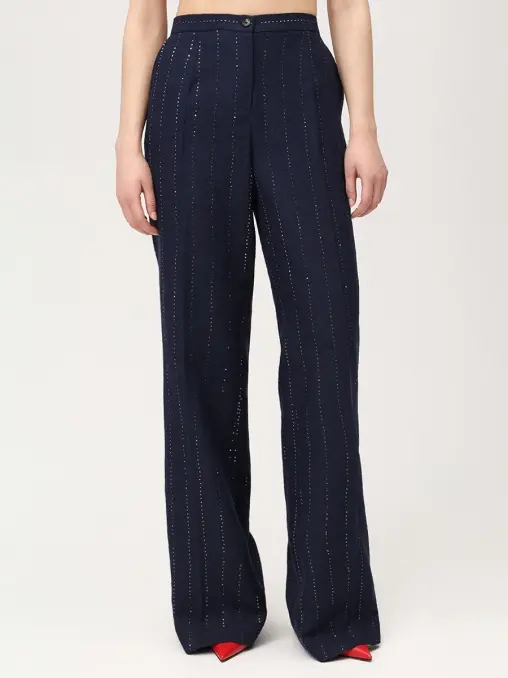 Брюки изо льна и шерсти KITON