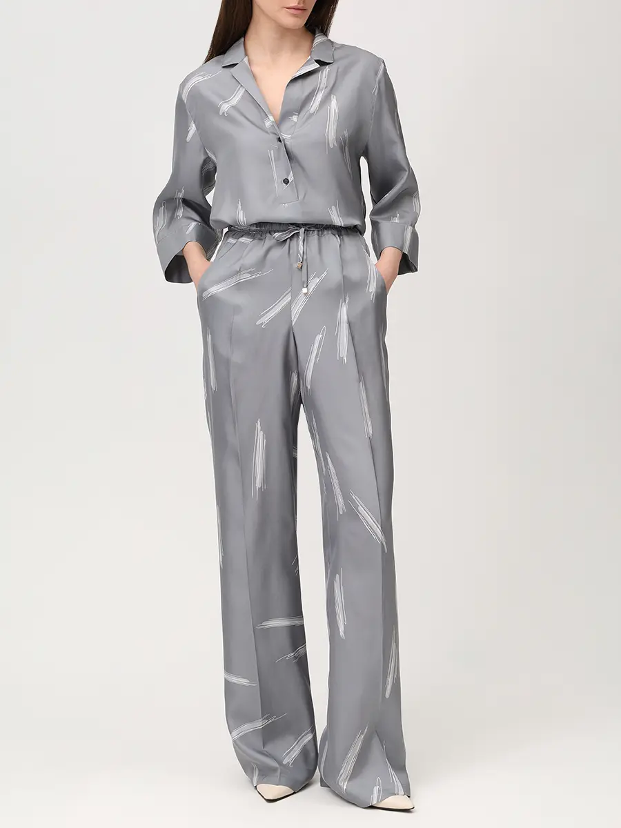 Брюки шелковые с принтом