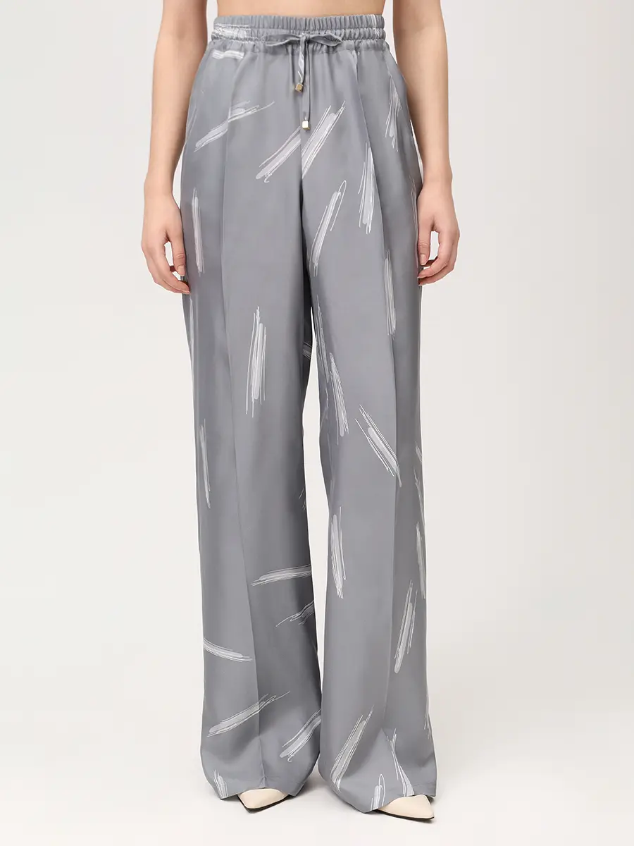 Брюки шелковые с принтом