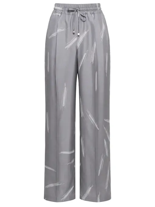 Брюки шелковые с принтом KITON