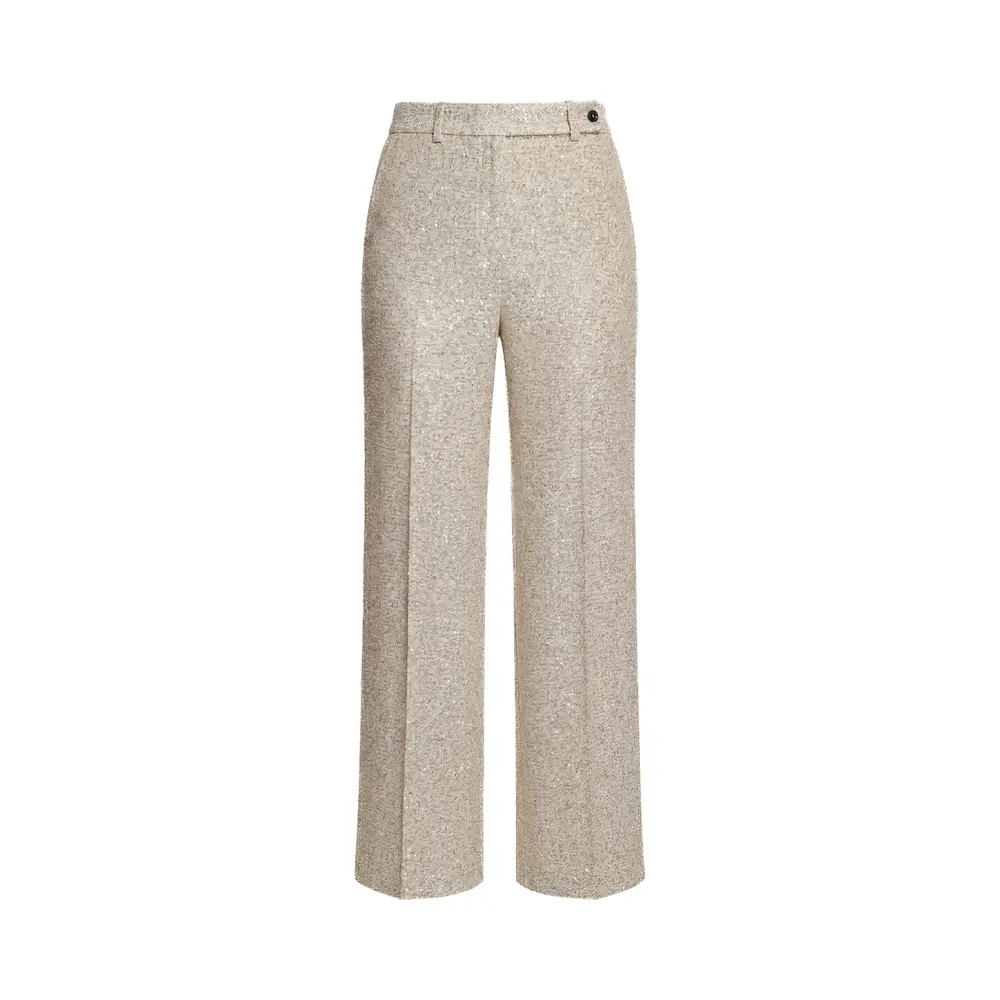 Брюки льняные с пайетками