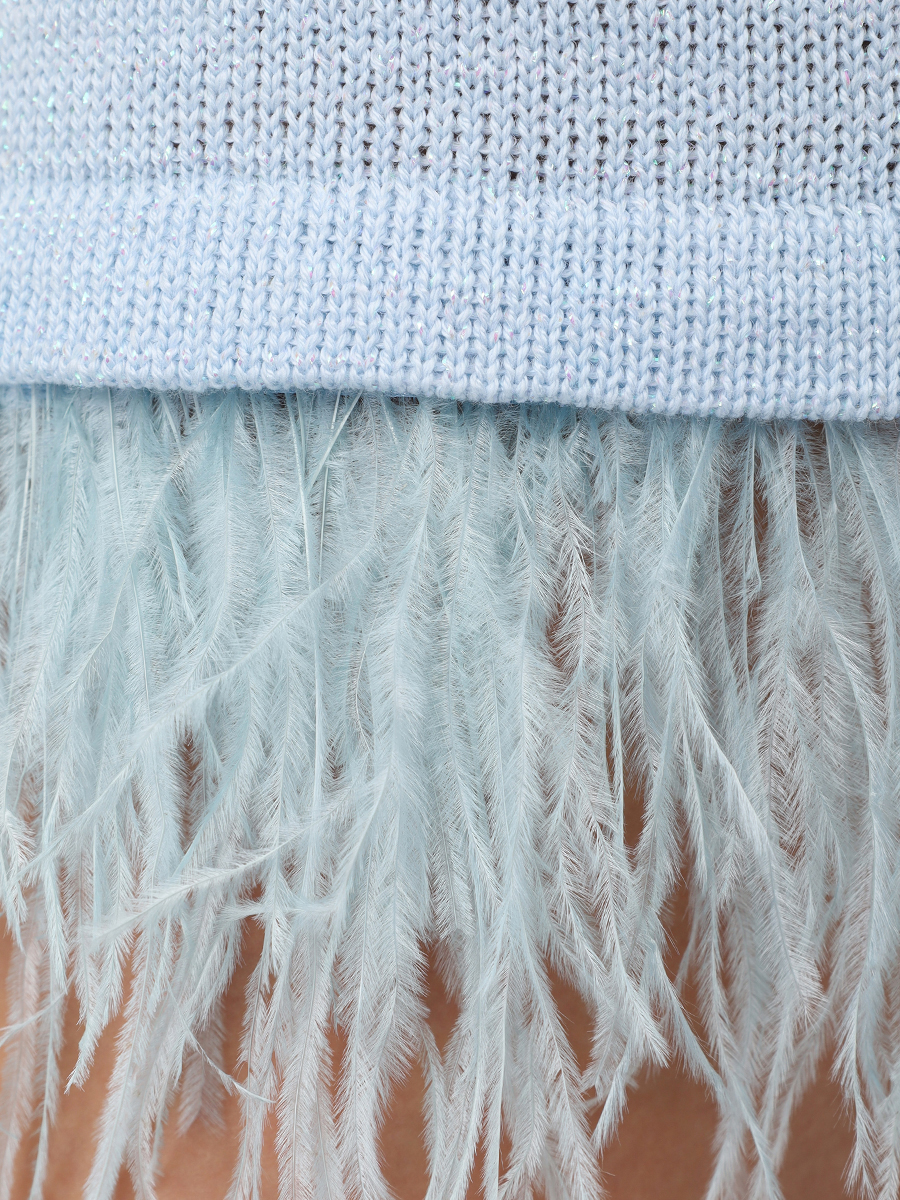 Платье-футболка мини с перьями