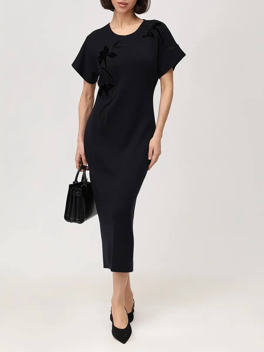 Платье-кимоно Лунная вуаль с вышивкой из мериноса