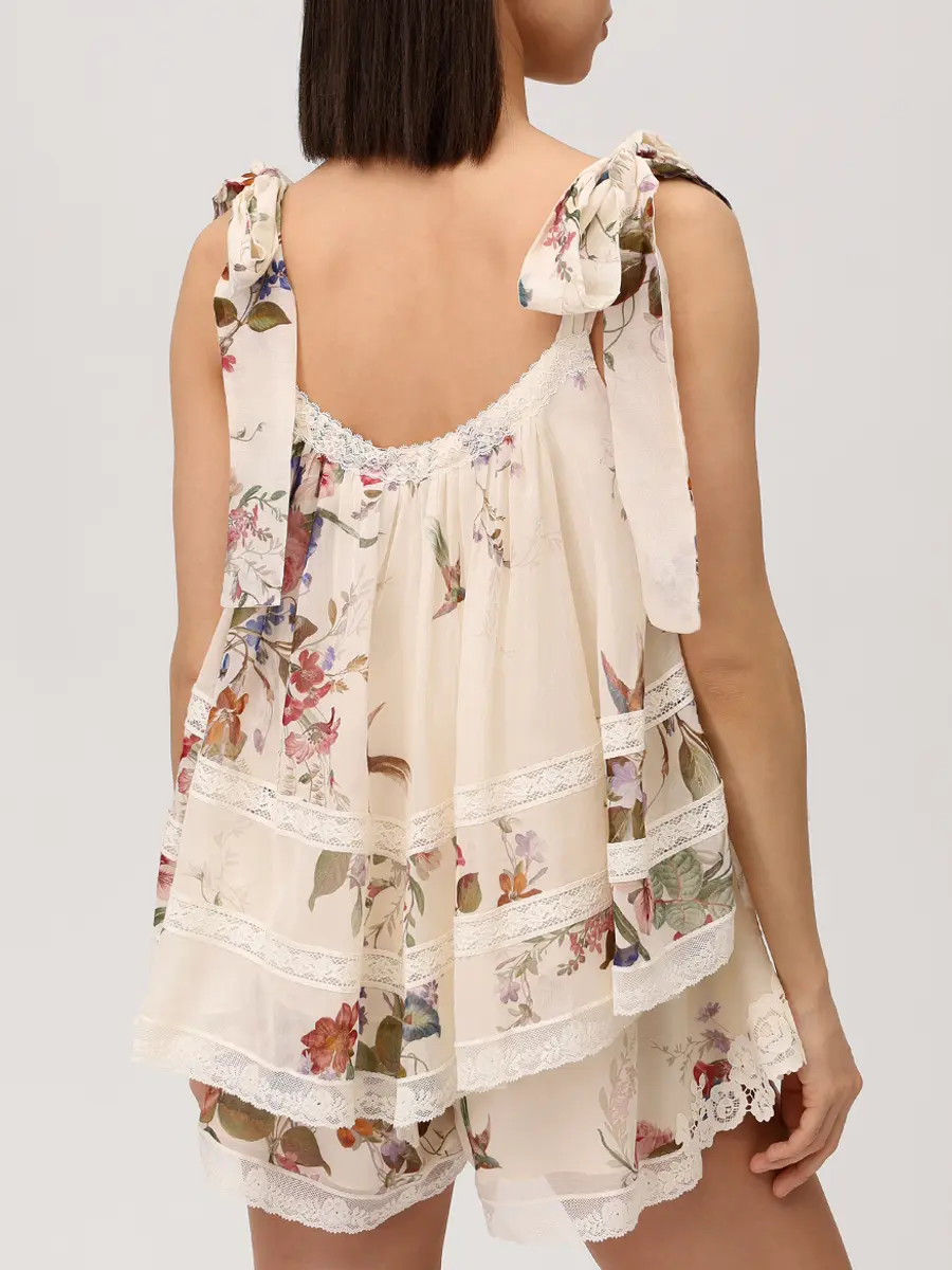 Топ из хлопка и шелка