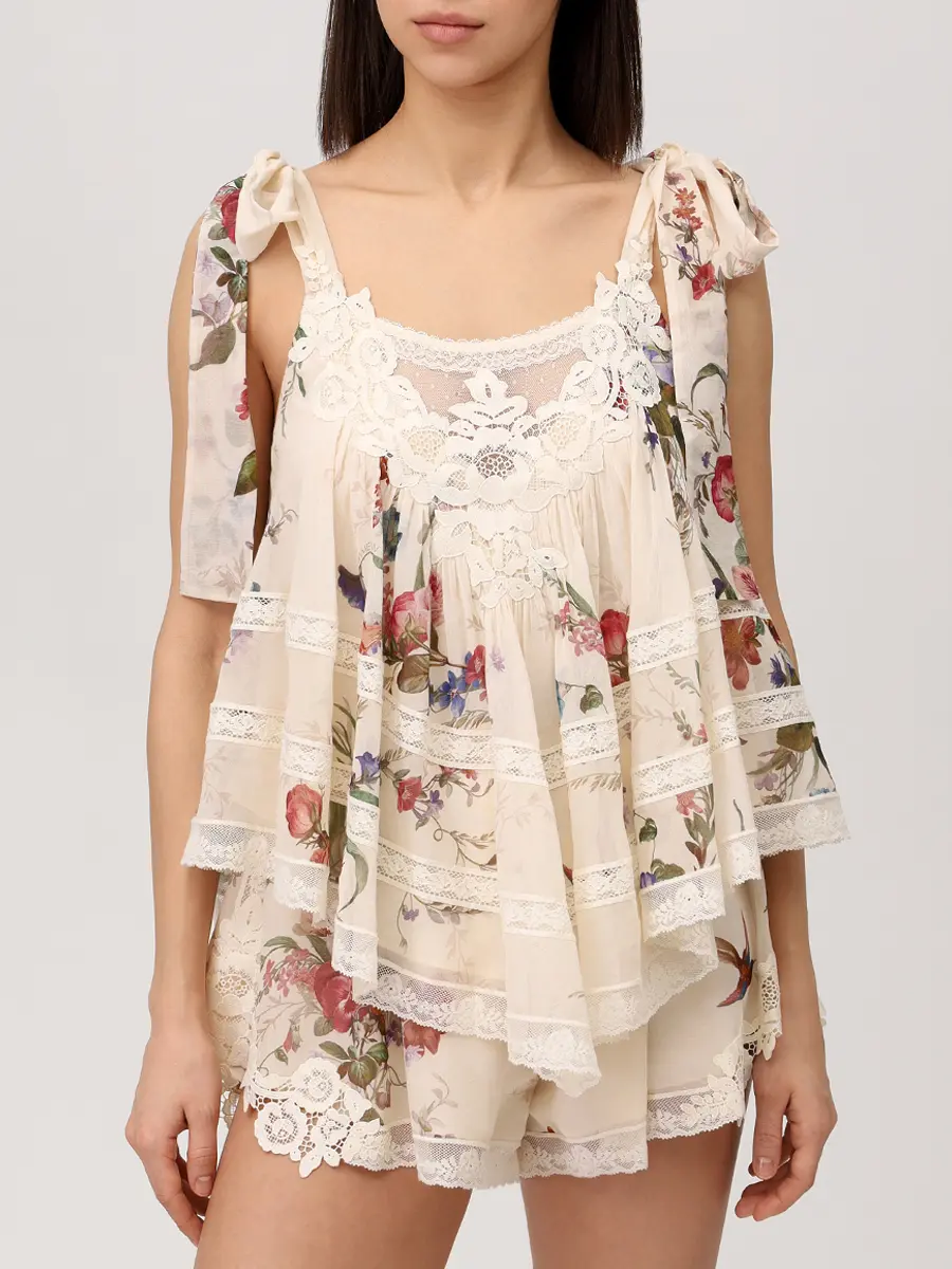 Топ из хлопка и шелка