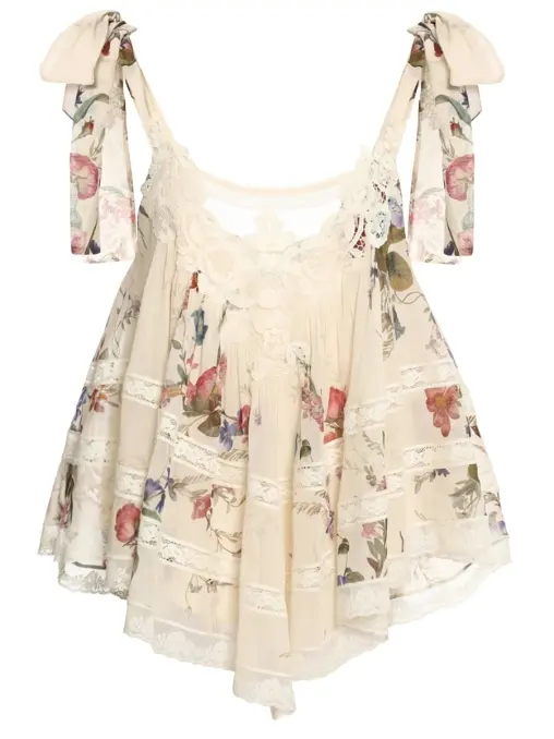 Топ из хлопка и шелка ZIMMERMANN