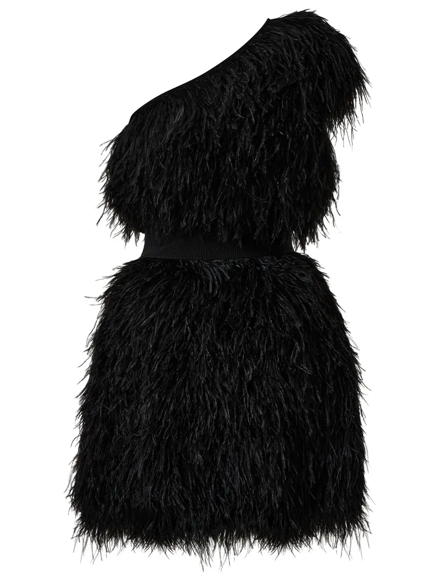 Платье с перьями