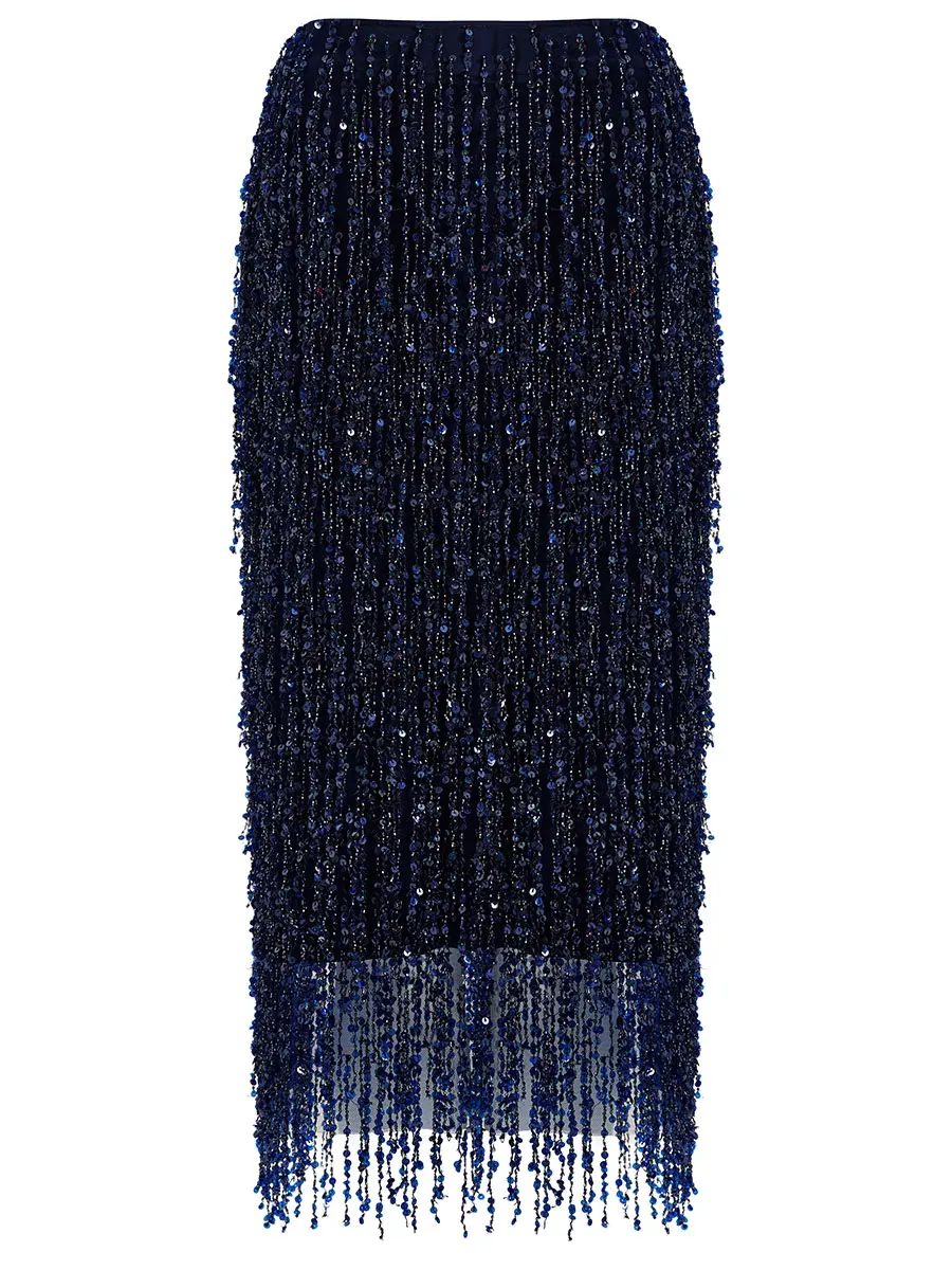 Юбка с бахромой и пайетками