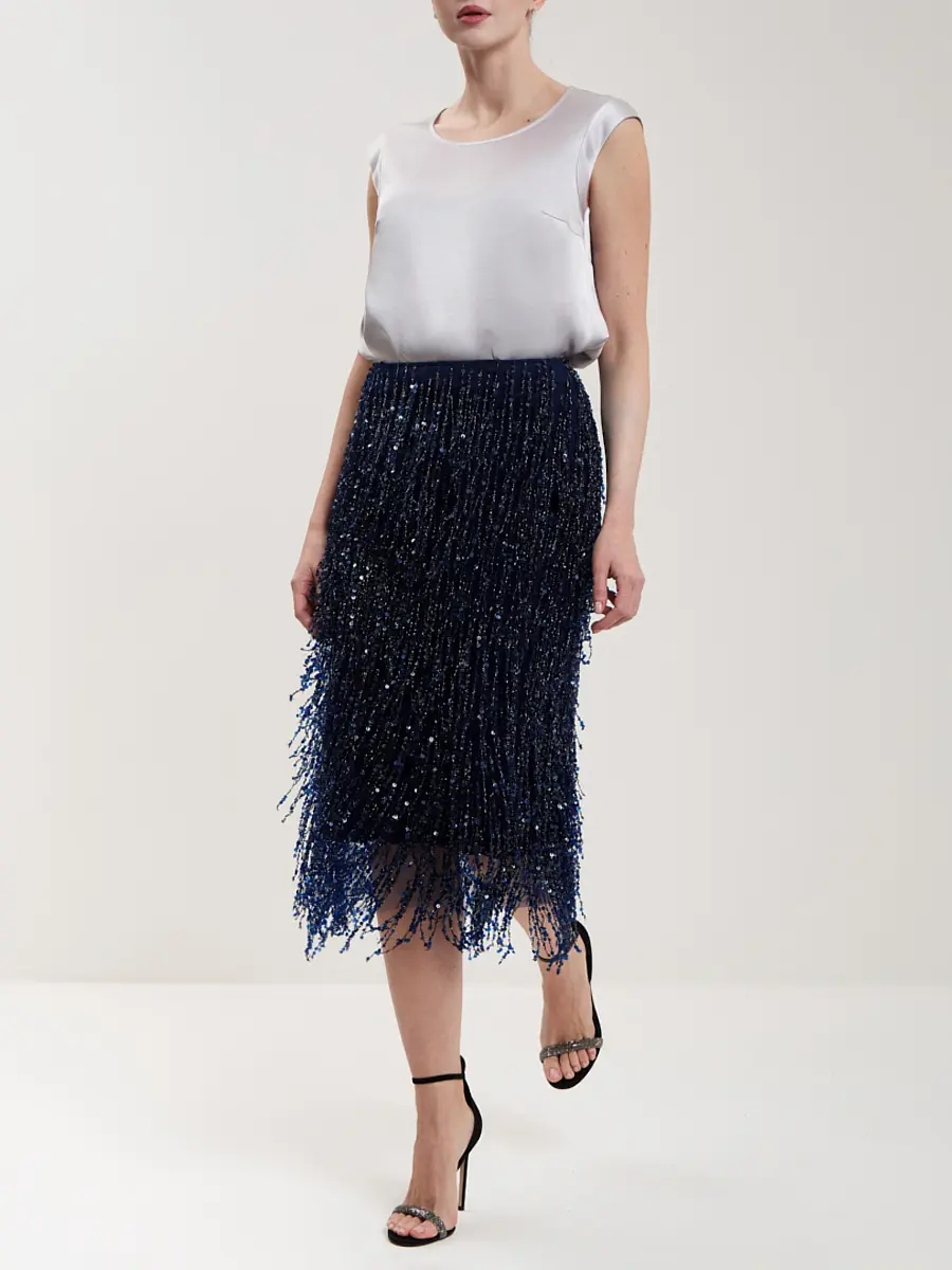 Юбка с бахромой и пайетками