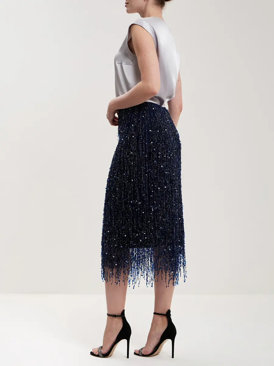 Юбка с бахромой и пайетками