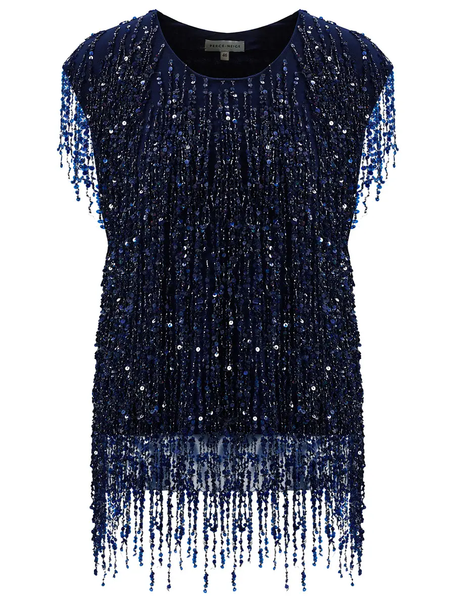 Топ с бахромой и пайетками