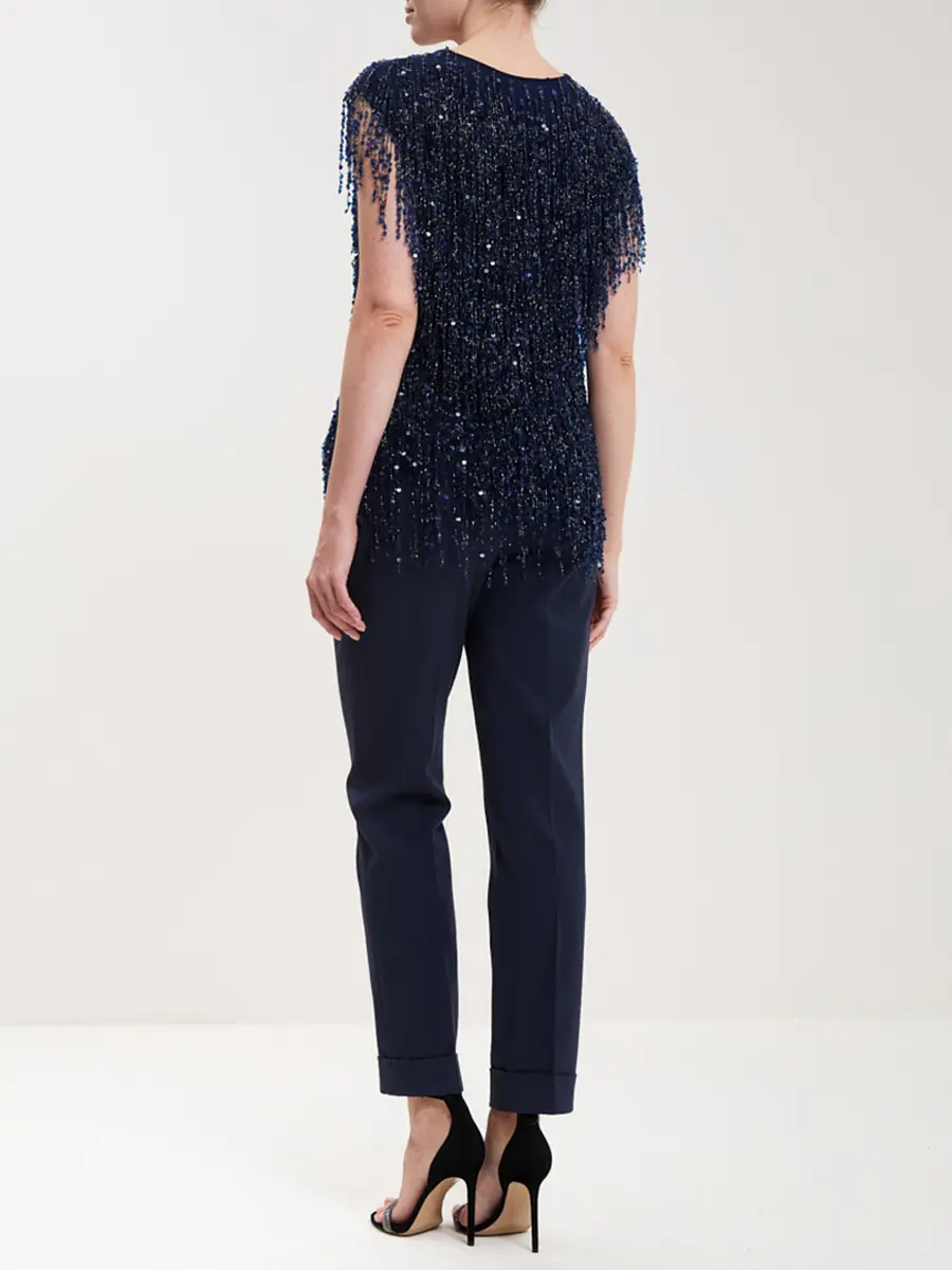 Топ с бахромой и пайетками