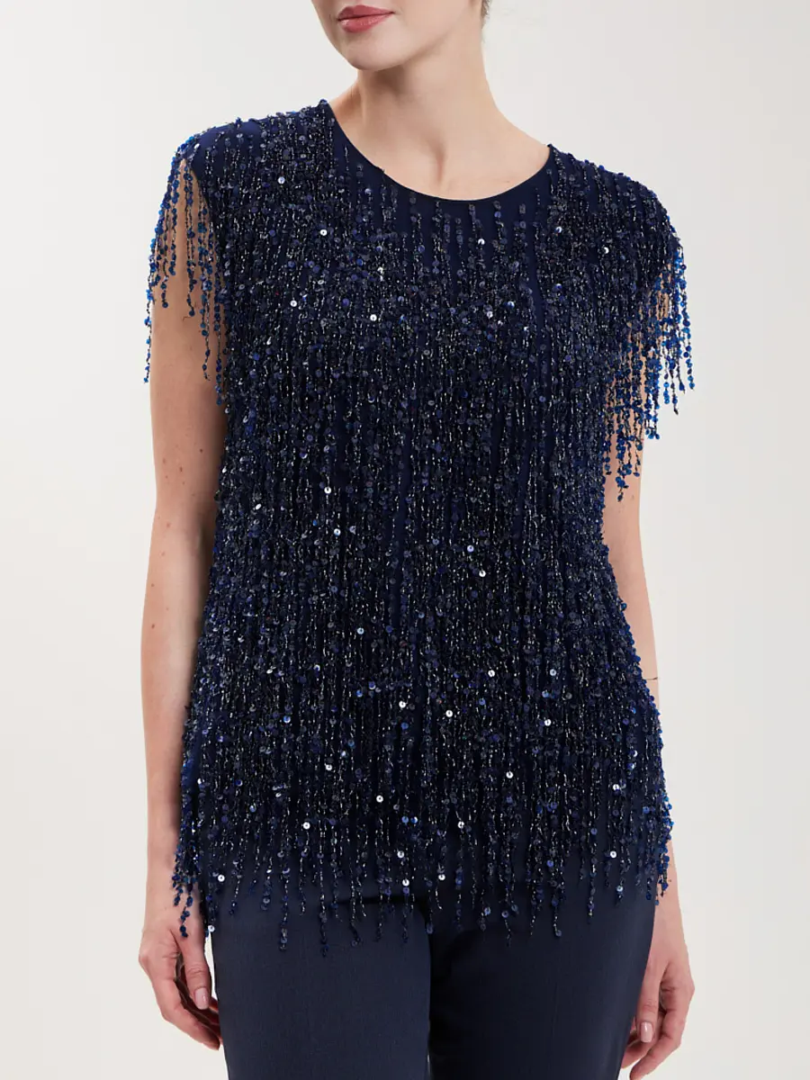 Топ с бахромой и пайетками