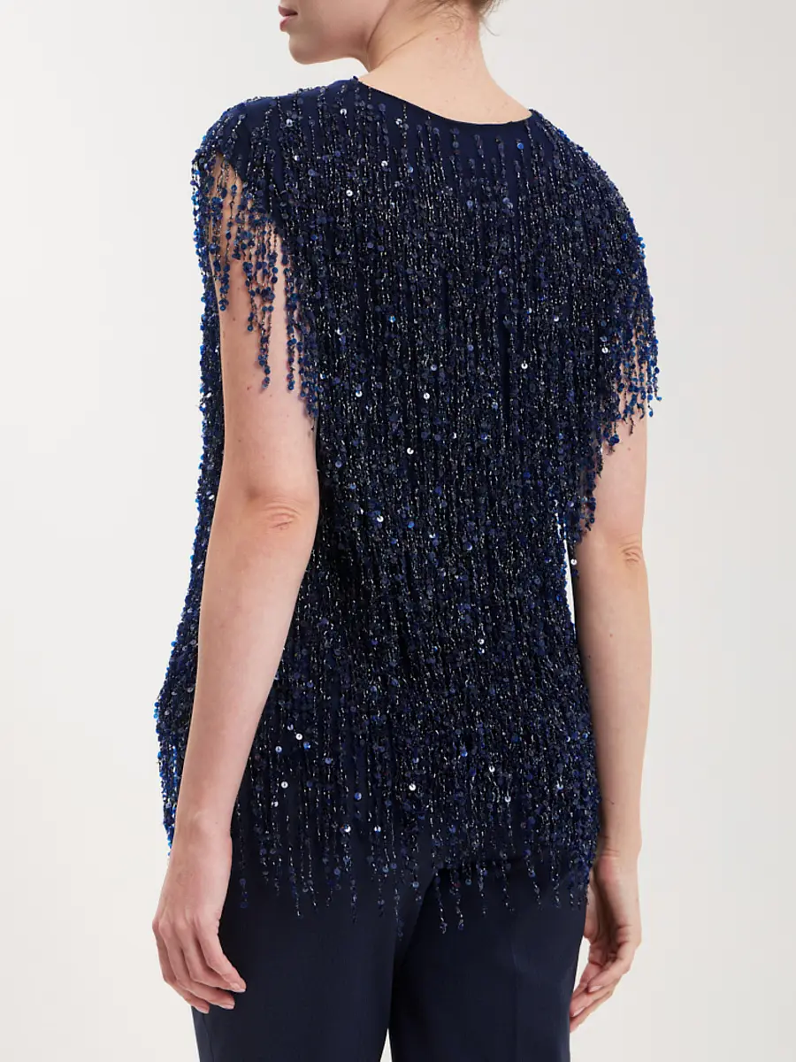 Топ с бахромой и пайетками