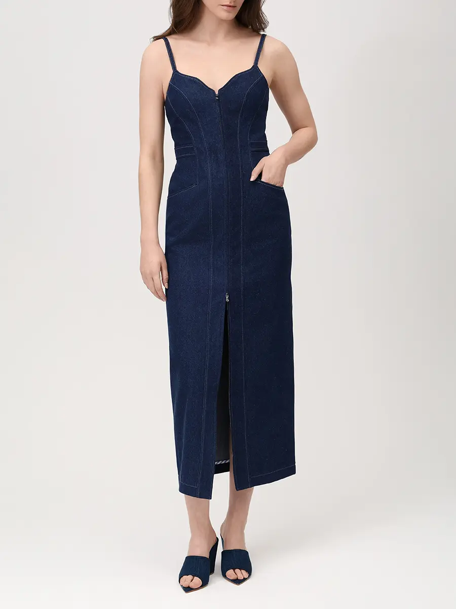 Платье-футляр джинсовое