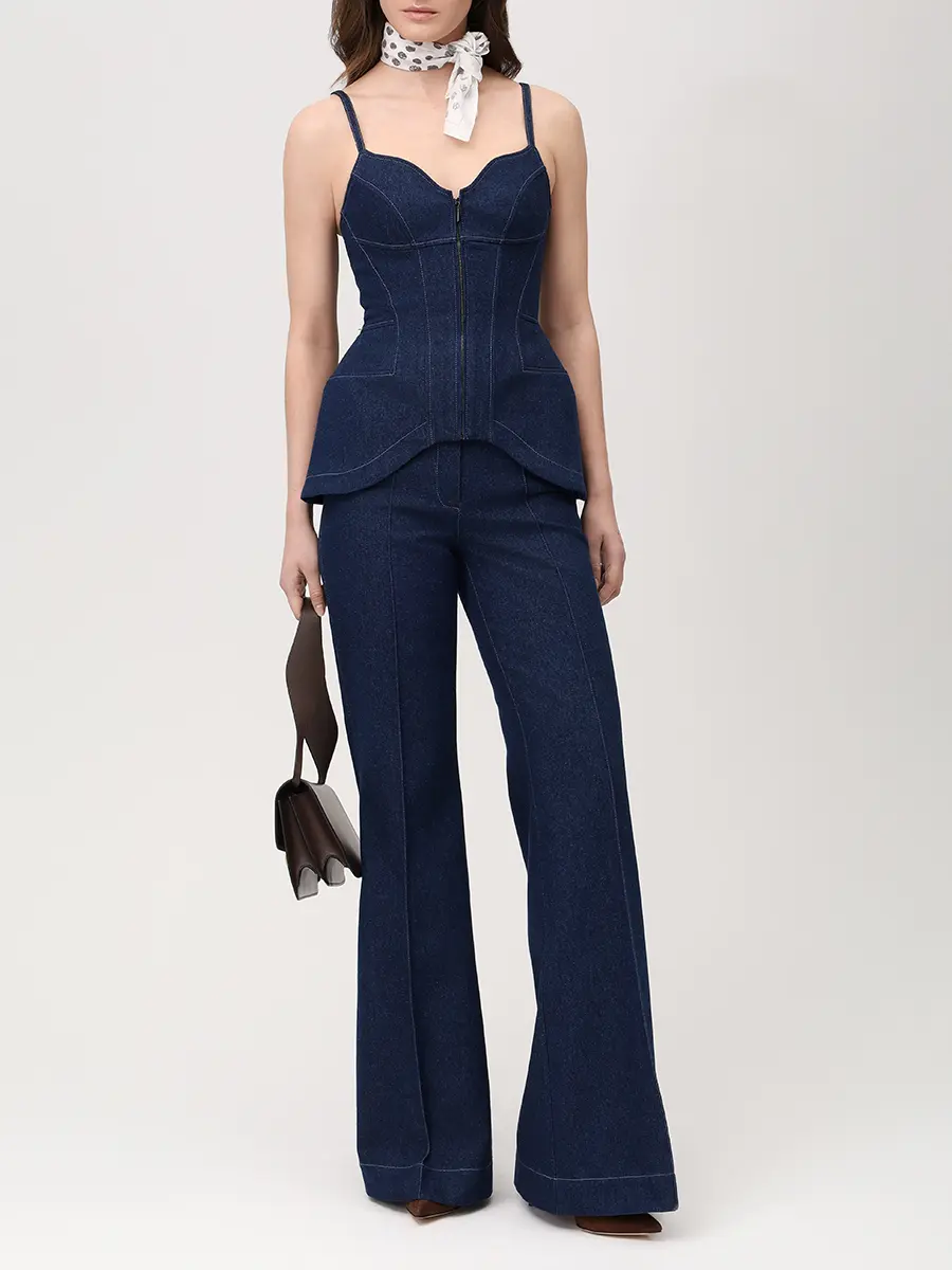 Корсет джинсовый с баской