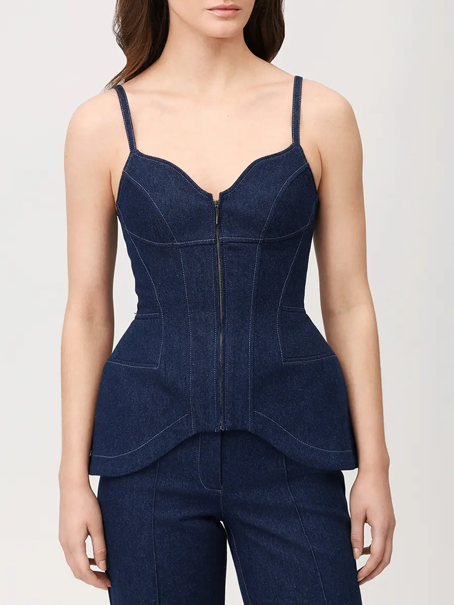 Корсет джинсовый с баской