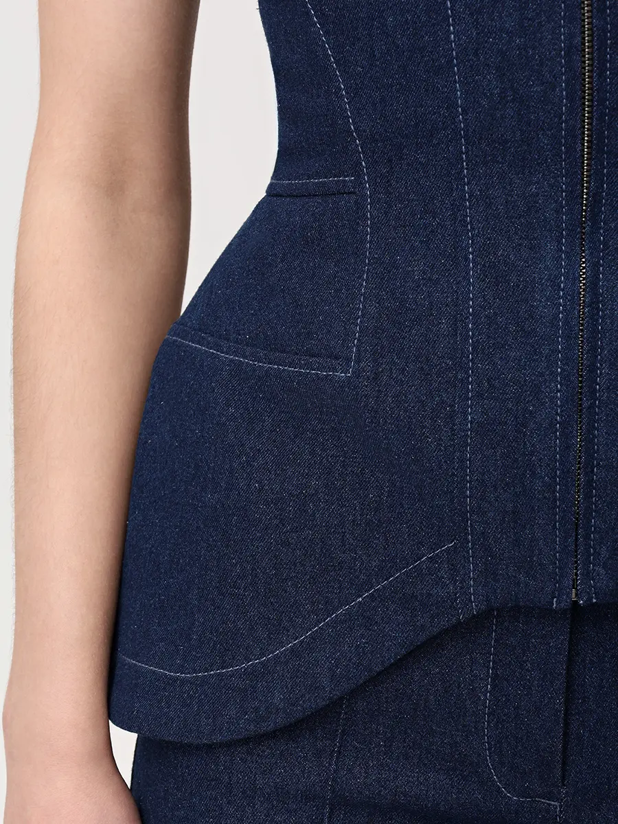 Корсет джинсовый с баской