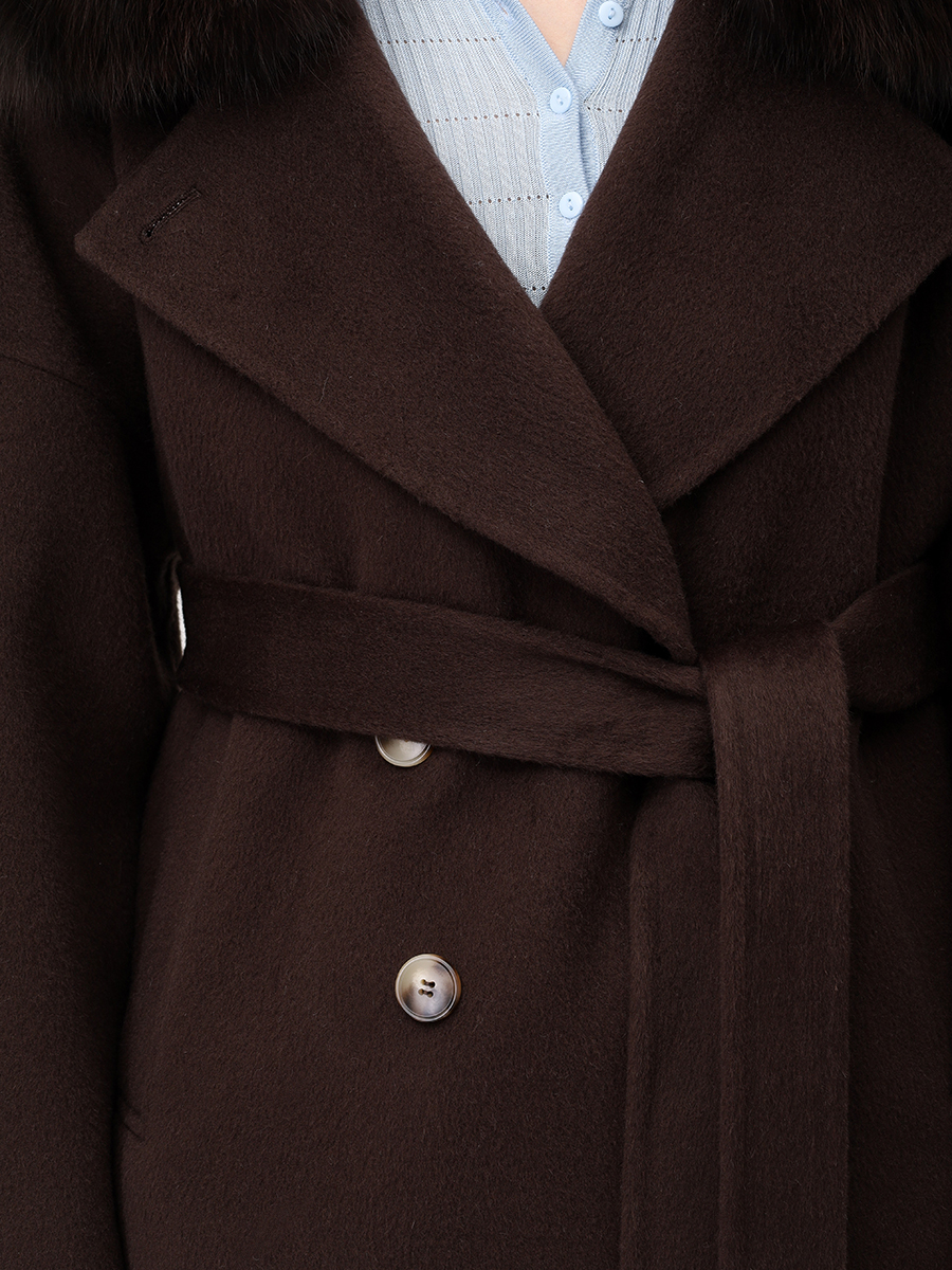 Полупальто шерстяное с мехом лисы